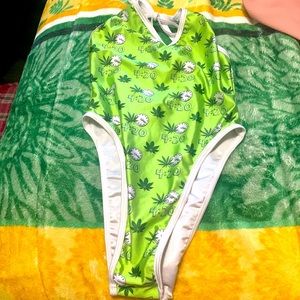 Green one size shirt bikini one piece